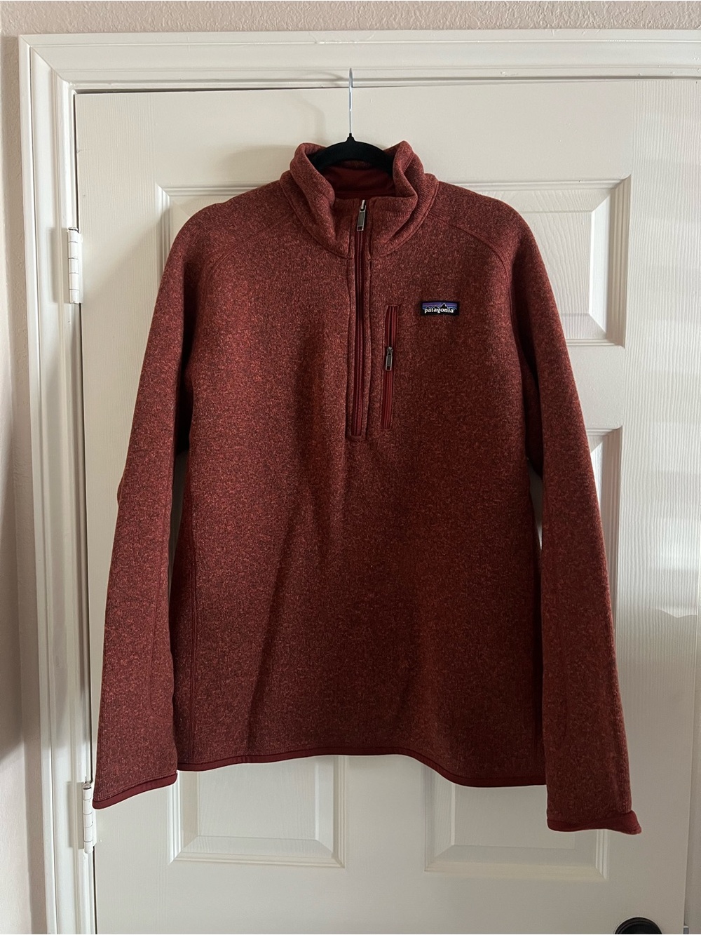 Patagonia Men's Zip-Neck Sweater in Rust Red